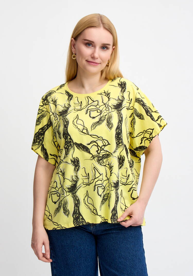 Блуза с оригинальным принтом и стразами шир.  750, рис. 29