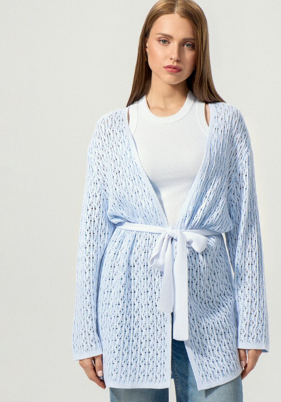 Кардиган ажурной вязки шир.  580, рис. 26