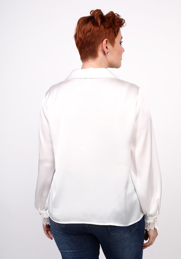 Блуза с отложным воротником и кружевом шир.  580, рис. 8