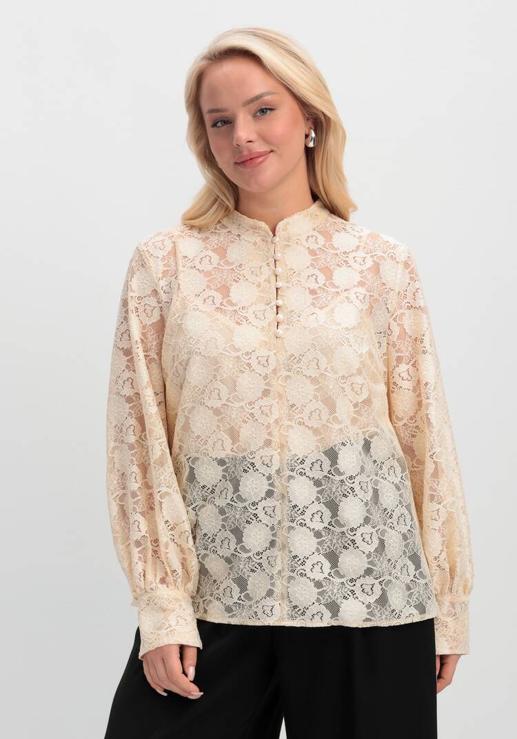 Блуза ажурная с цветочным принтом шир.  750, рис. 17