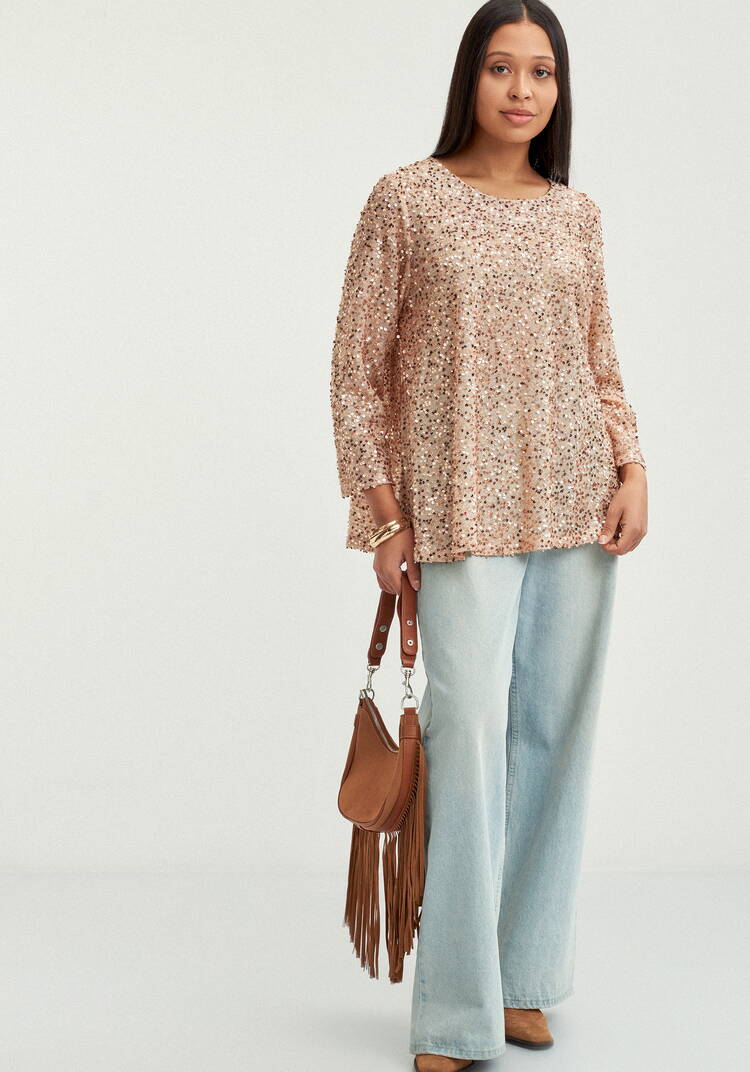 Блуза с мерцающими пайетками шир.  750, рис. 2