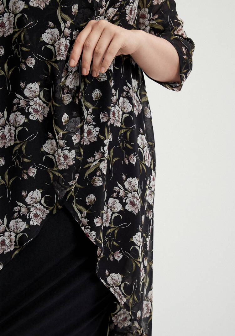 Платье в цветочный принт с шифоном шир.  750, рис. 5