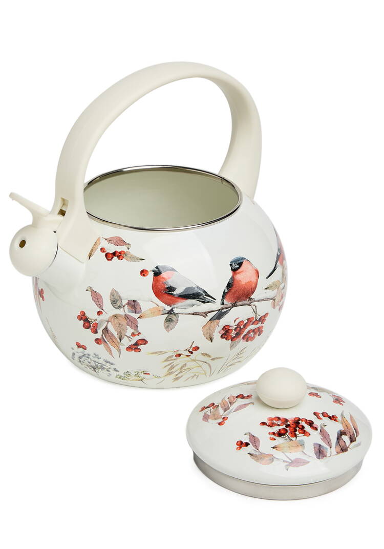 Чайник эмалированный со свистком Снегири шир.  750, рис. 2