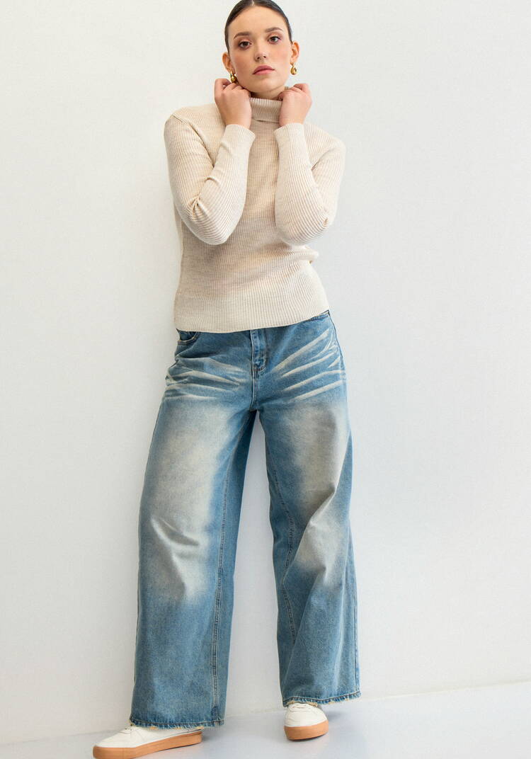 Водолазка в рубчик с высокой горловиной шир.  750, рис. 11