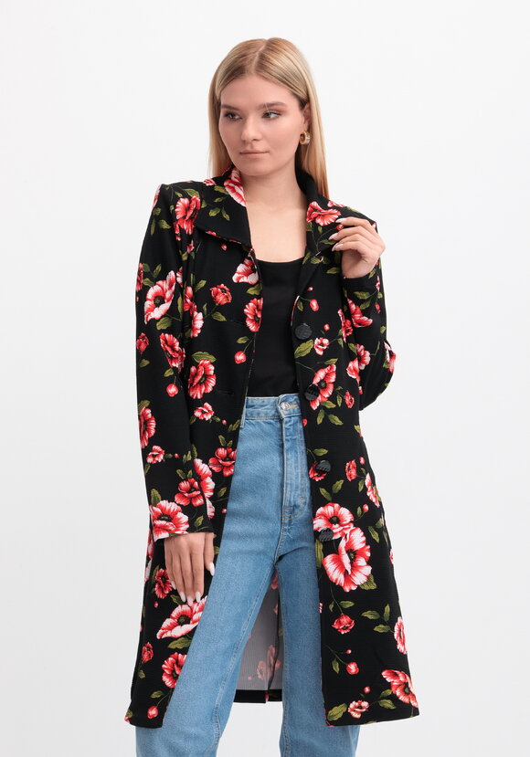 Платье на поясе с ярким принтом шир.  580, рис. 1