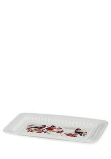 Блюдо фарфоровое прямоугольное Снегири