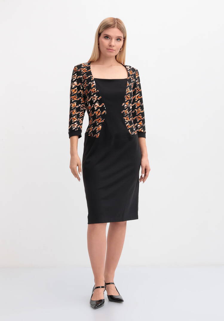 Платье классическое комбинированное из джерси шир.  750, рис. 11