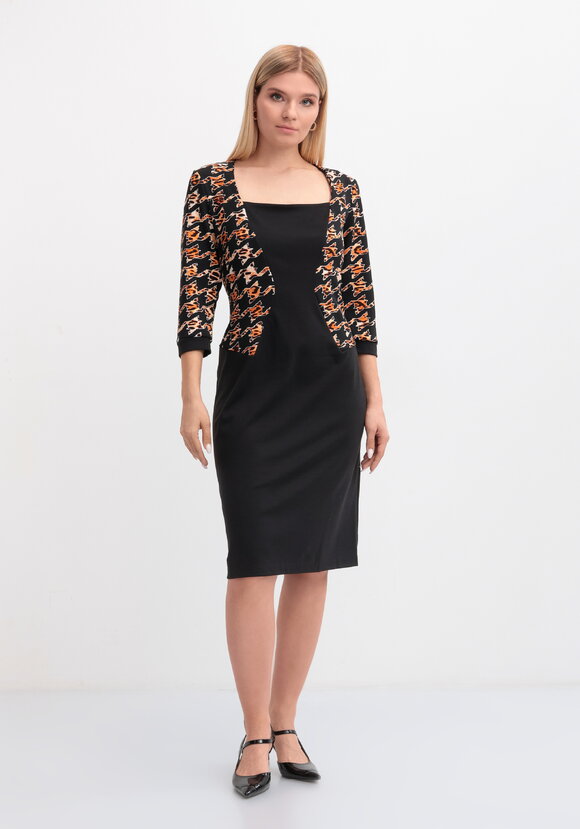 Платье классическое комбинированное из джерси шир.  580, рис. 11