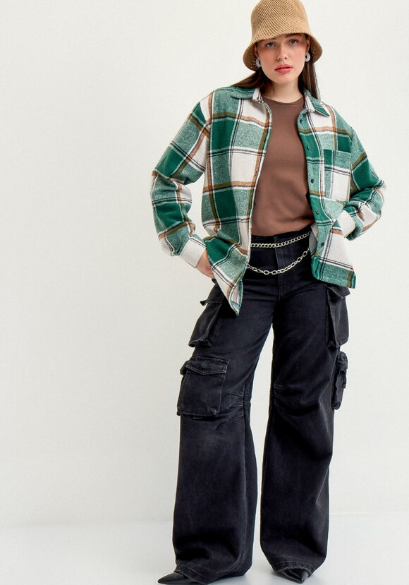 Рубашка в клетку с накладным карманом шир.  580, рис. 47