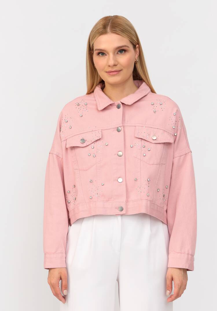 Джинсовая куртка со стразами шир.  750, рис. 9