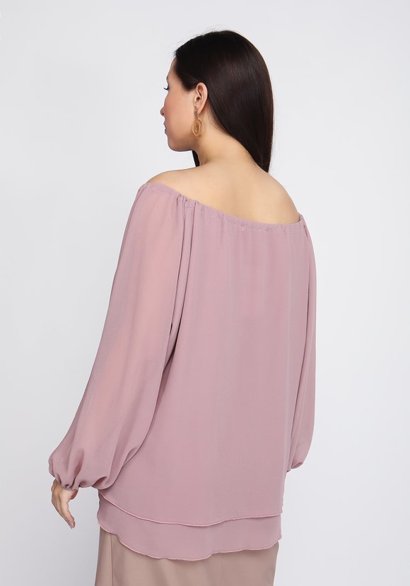 Блуза из шифона с воротом на кулиске шир.  580, рис. 5