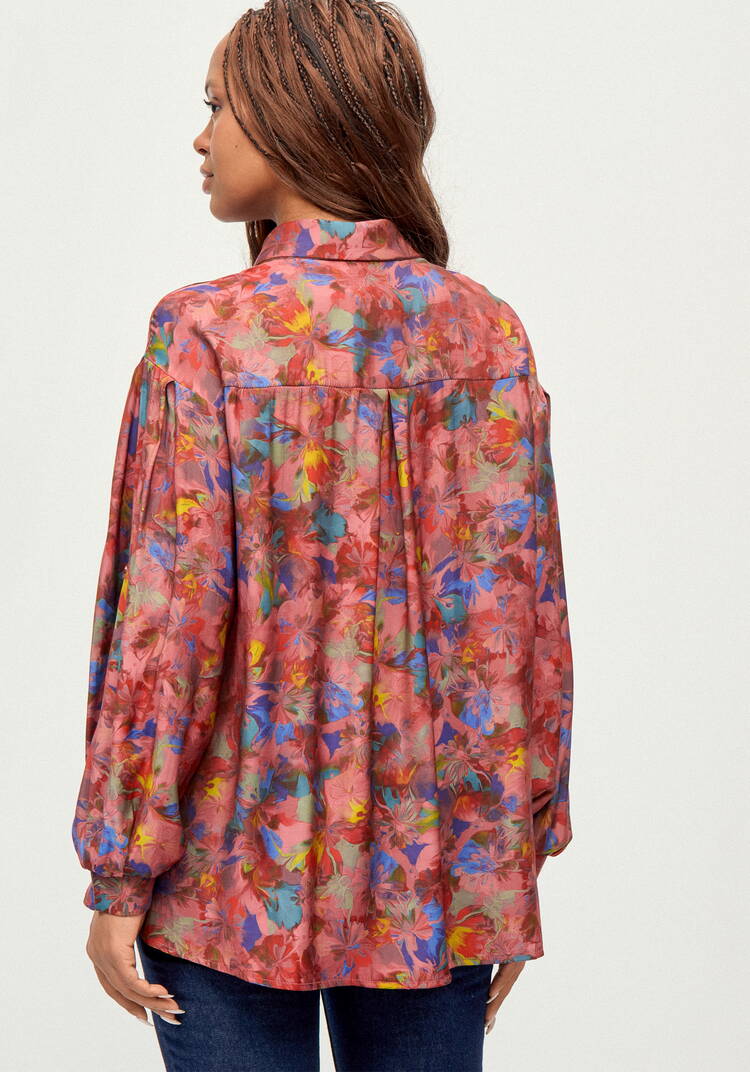 Блуза из ткани с акварельным принтом шир.  750, рис. 3