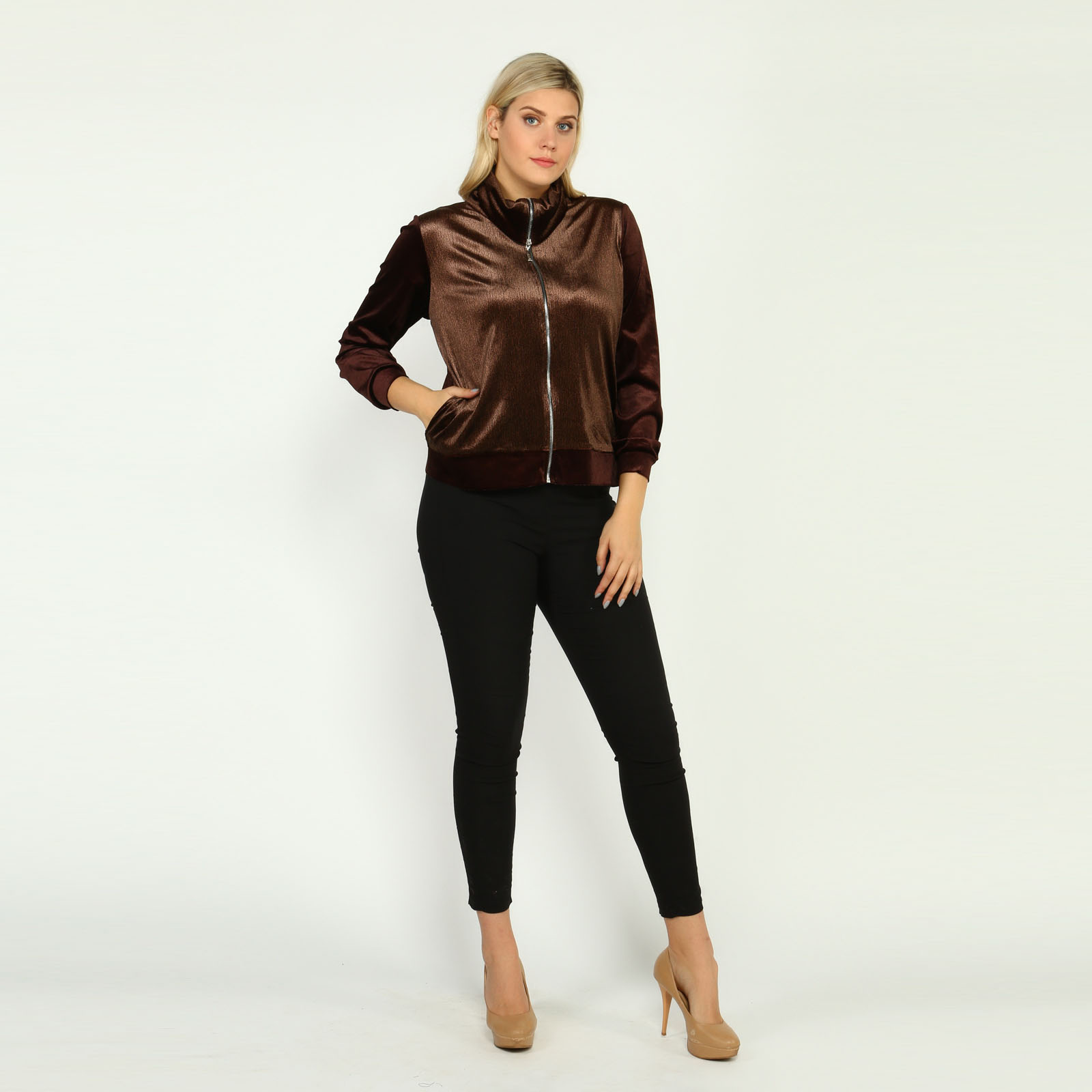 Куртка из комбинированного велюра Avrora, размер 56, цвет коричневый - фото 8