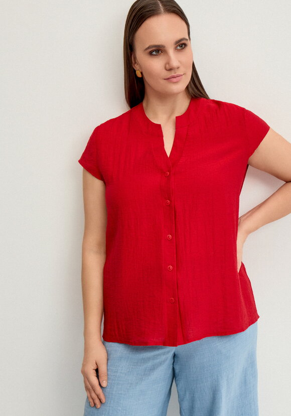 Блуза с разрезом на груди и коротким рукавом шир.  580, рис. 7