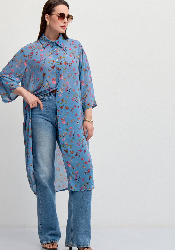 Рубашка с флористическим принтом шир.  580, рис. 22