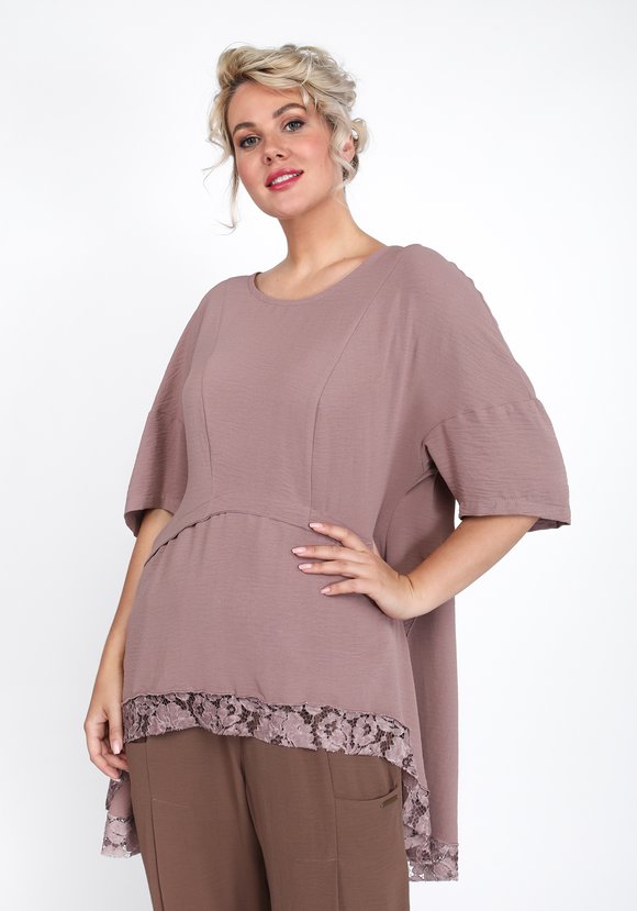 Туника свободная с кружевной вставкой шир.  580, рис. 1