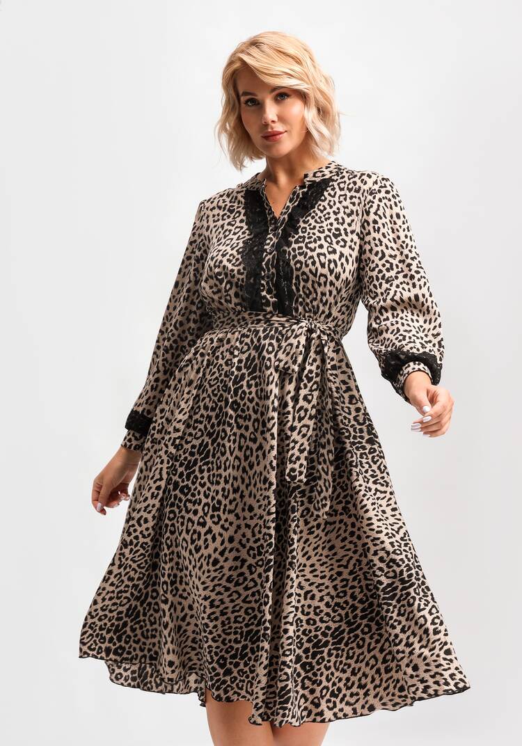 Платье с кружевом и анималистичным принтом шир.  750, рис. 11