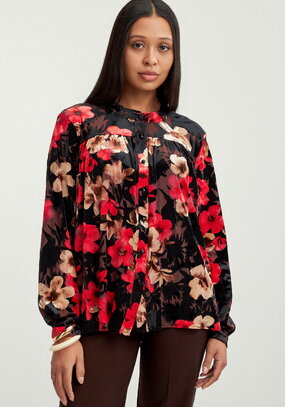 Блуза из пан-бархата с цветочным принтом
