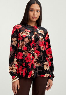 Блуза из пан-бархата с цветочным принтом