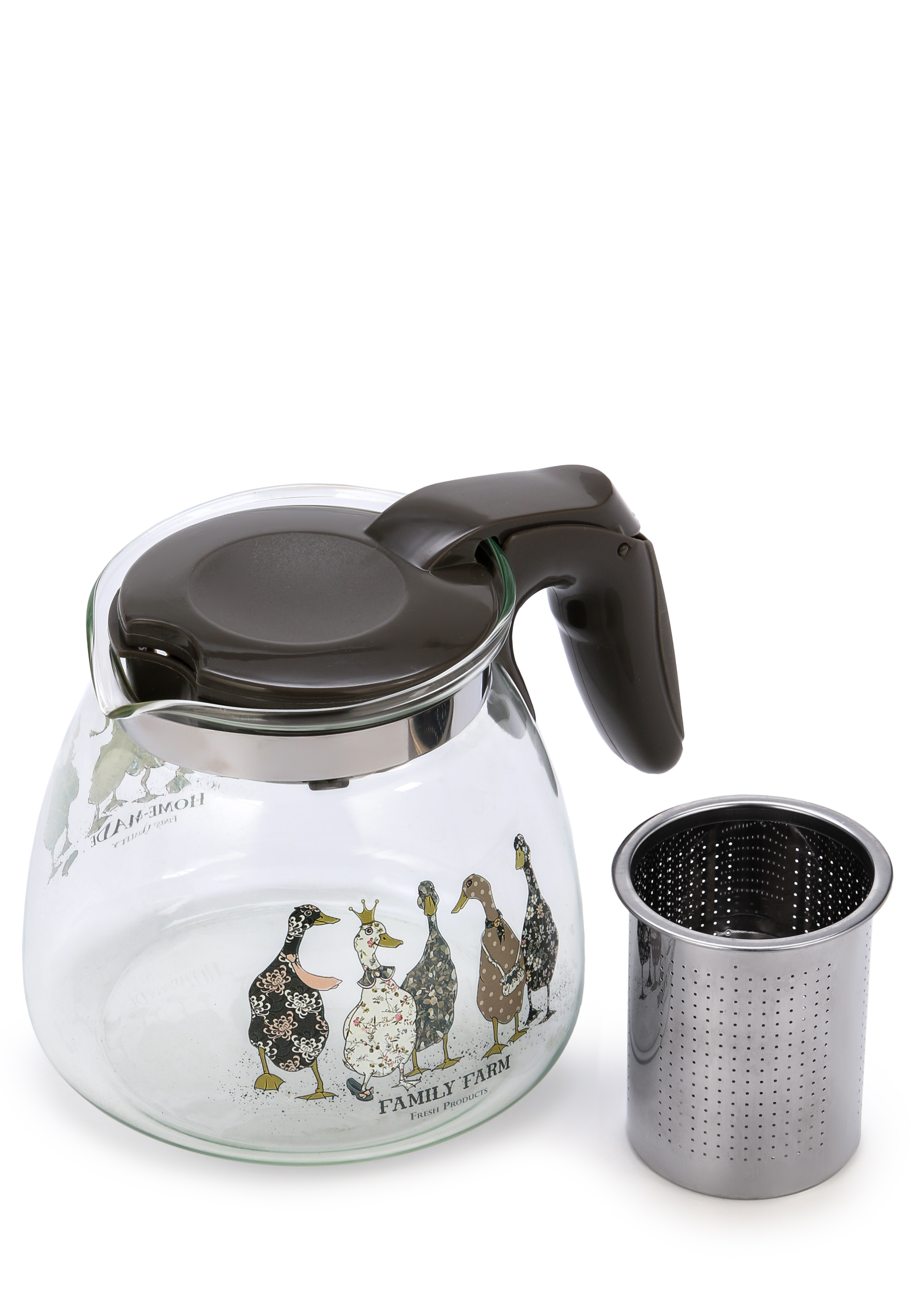 Заварочный стеклянный чайник с фильтром AGNESS, цвет белый - фото 10