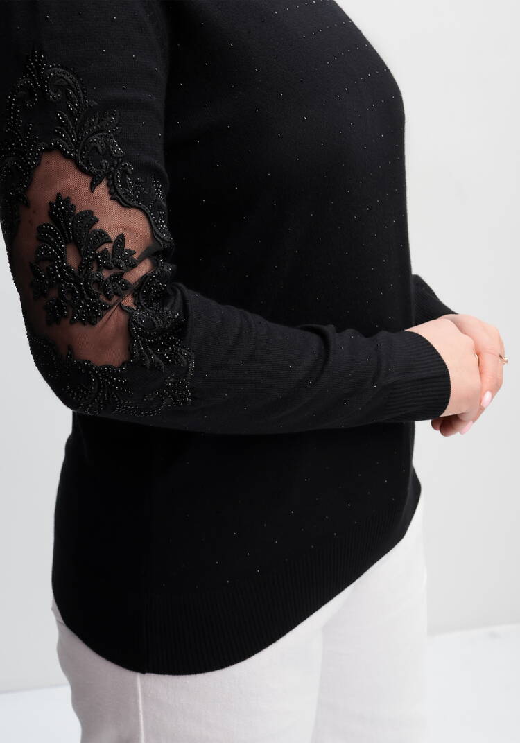 Джемпер со стразами и декоративной вставкой шир.  750, рис. 11