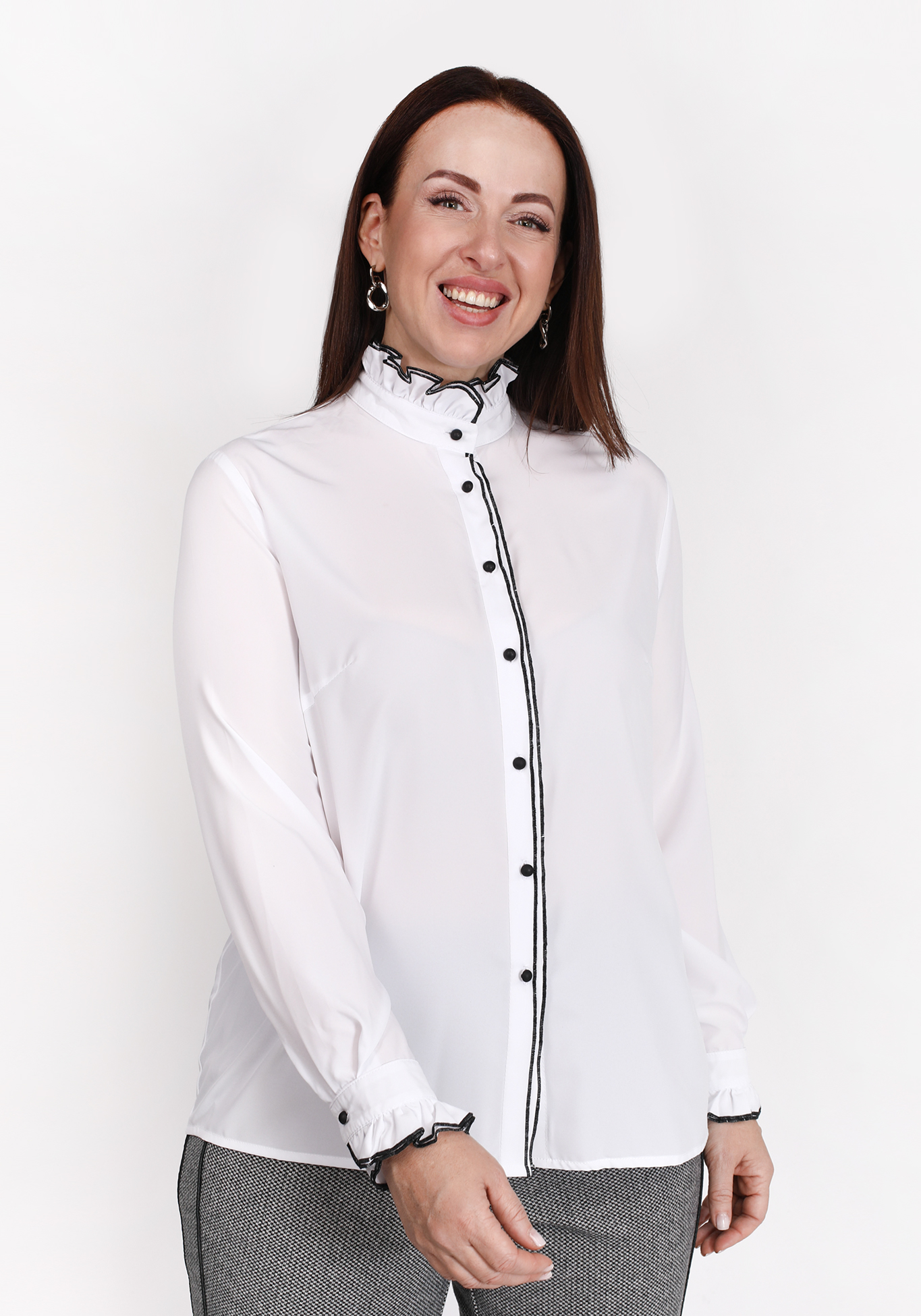 Блуза с двойной рюшей Victoria, размер 50, цвет белый - фото 3