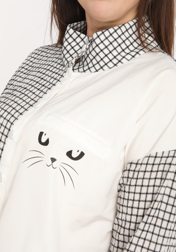 Блуза с принтом кошка шир.  580, рис. 4