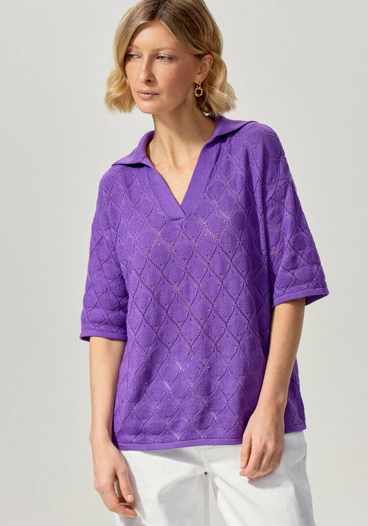 Джемпер-поло с ажурным рисунком шир.  750, рис. 36