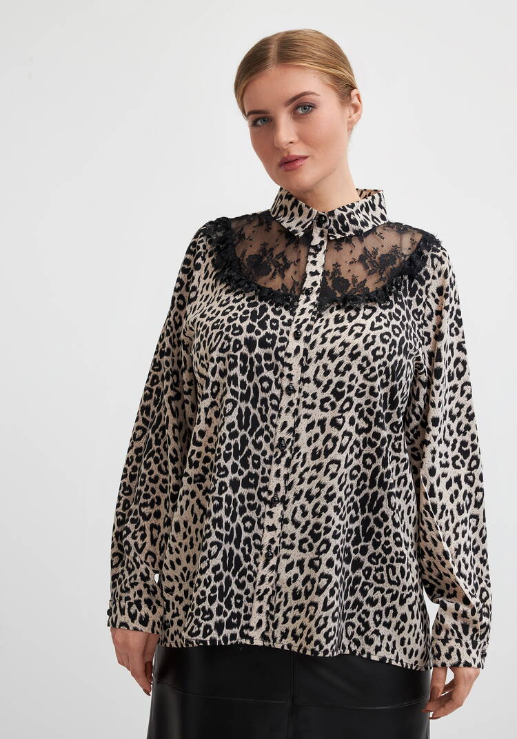 Блуза с анималистическим принтом и кружевом шир.  750, рис. 11