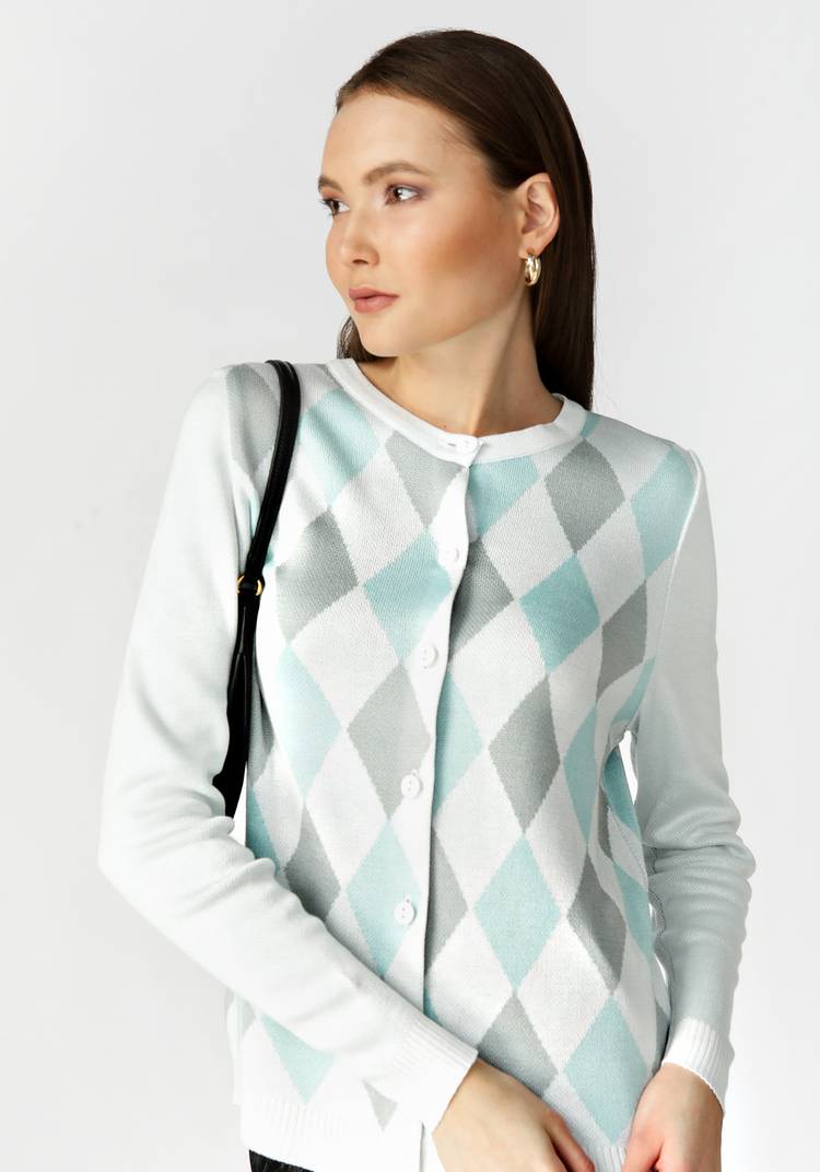 Кардиган с ромбами по полочке и спинке шир.  750, рис. 7