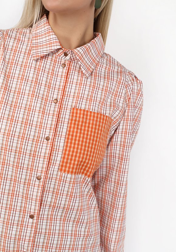 Блуза в клетку на кнопках шир.  580, рис. 9