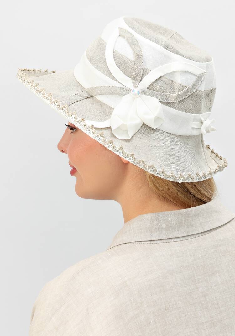 Шляпка из льна Нежный цветок шир.  750, рис. 6