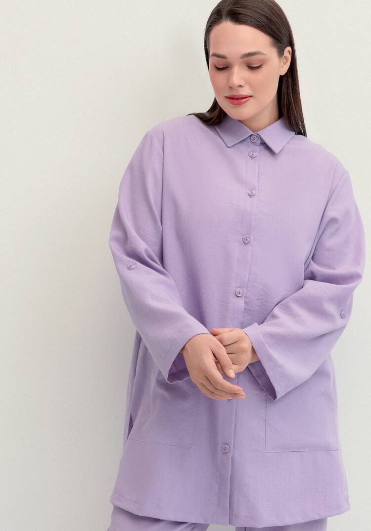 Рубашка на пуговицах свободного кроя шир.  750, рис. 8