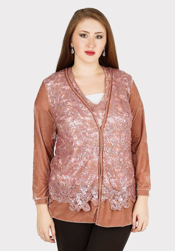 Жакет из велюра с пайетками шир.  580, рис. 1