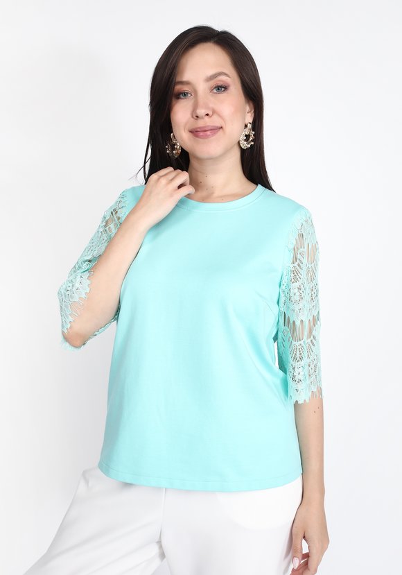 Топ-блуза с кружевным рукавом шир.  580, рис. 8