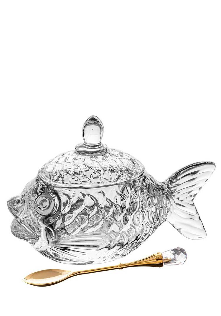 Икорница стеклянная с ложкой Рыбка шир.  750, рис. 3