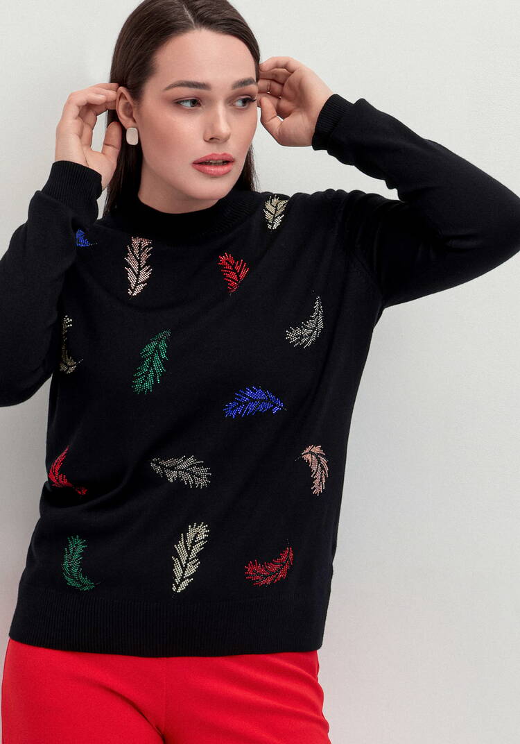 Джемпер с принтом в виде перьев шир.  750, рис. 9