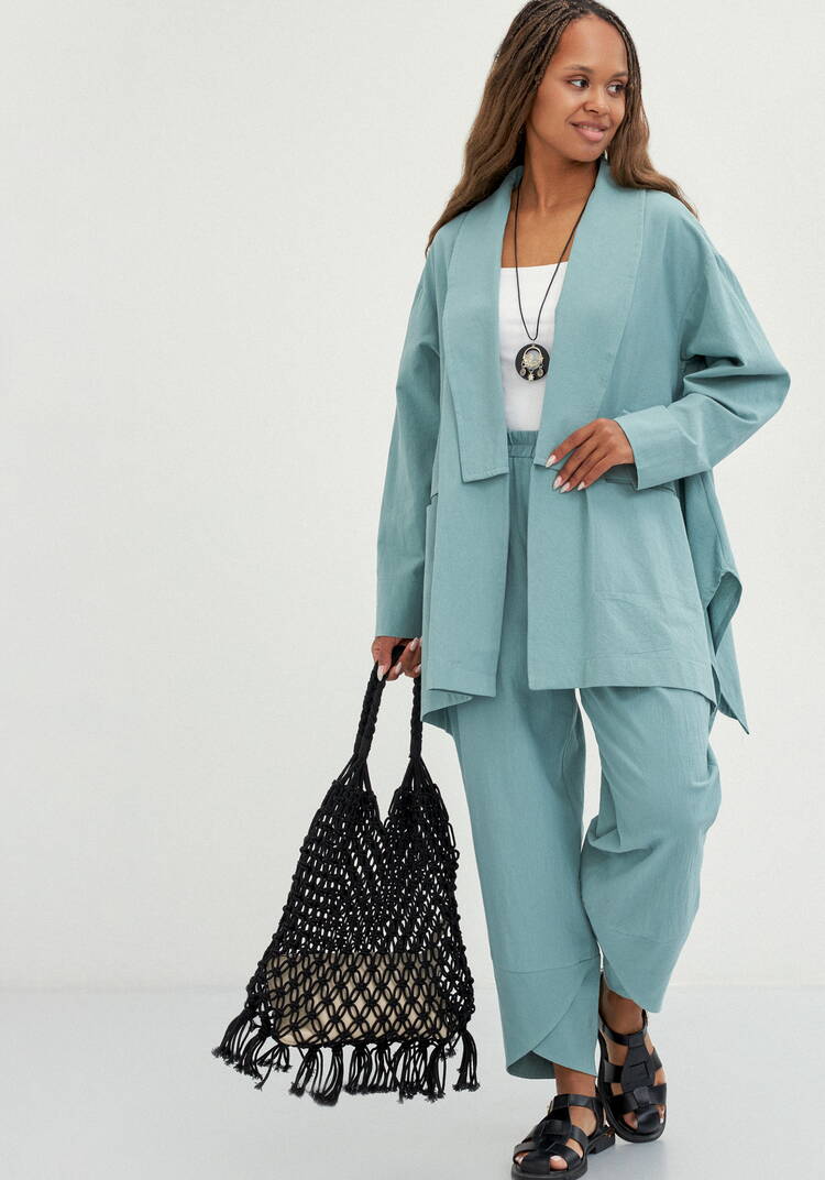 Кардиган свободный с оригинальным воротом шир.  750, рис. 19