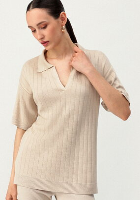 Поло удлиненное с вертикальной полосой