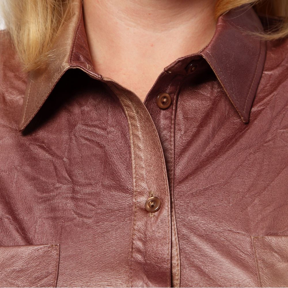 Блуза женская с отделкой под «кожу» Style Fashion Lux, размер 54, цвет бежево-розовый - фото 4