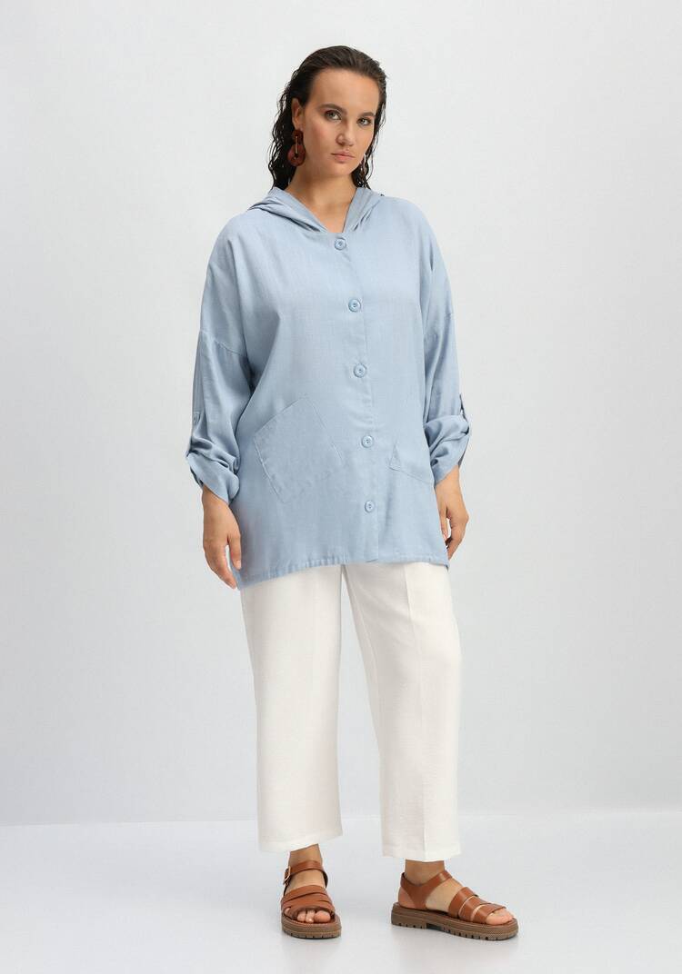 Рубашка с капюшоном и асимметричным низом шир.  750, рис. 24