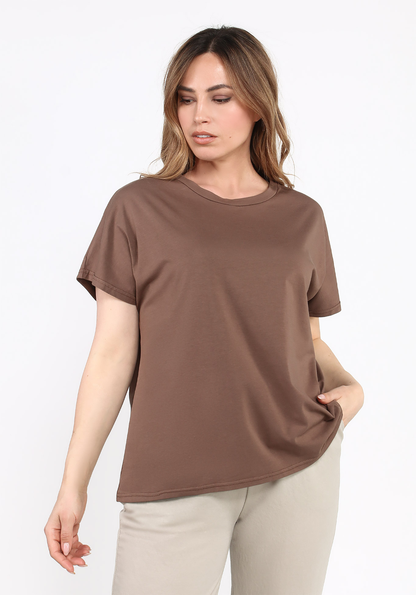 Футболка однотонная свободного кроя