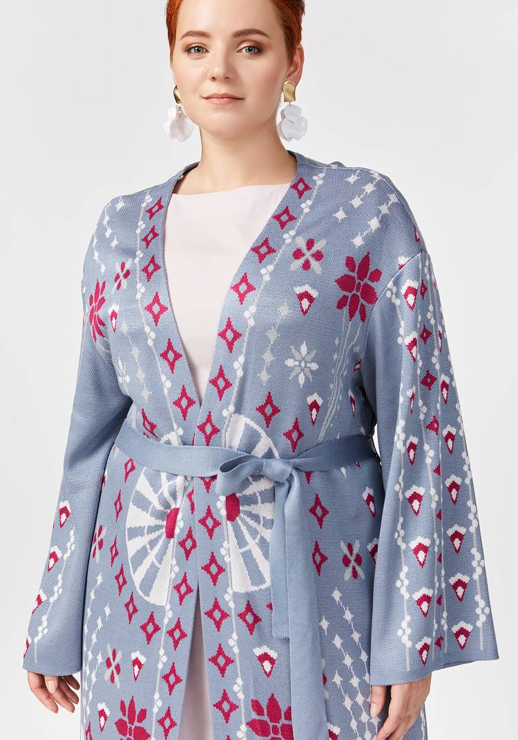 Кардиган с поясом и абстрактным рисунком шир.  750, рис. 10