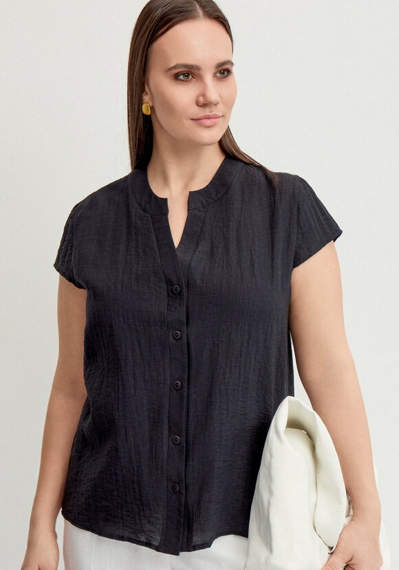 Блуза с разрезом на груди и коротким рукавом шир.  580, рис. 14