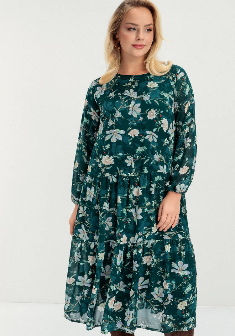 Платье ярусное с цветочным принтом шир.  750, рис. 30