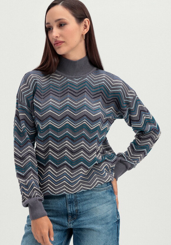 Свитер с высоким горлом и принтом зигзаг шир.  580, рис. 22