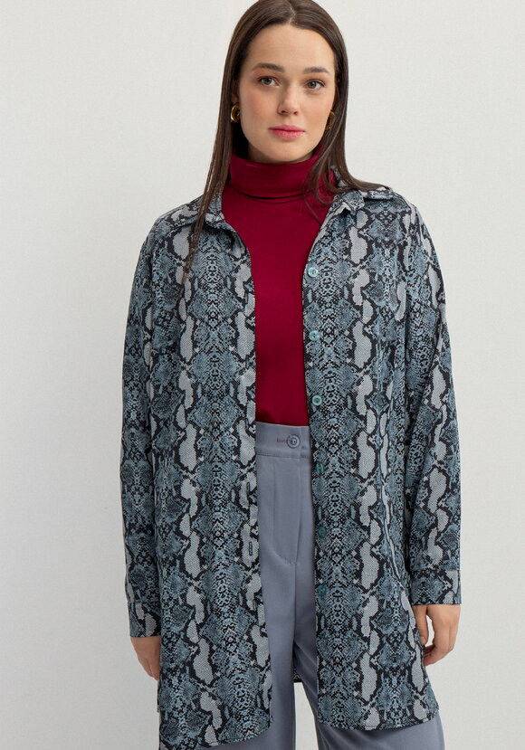 Рубашка удлинённая с анималистичным принтом шир.  580, рис. 4