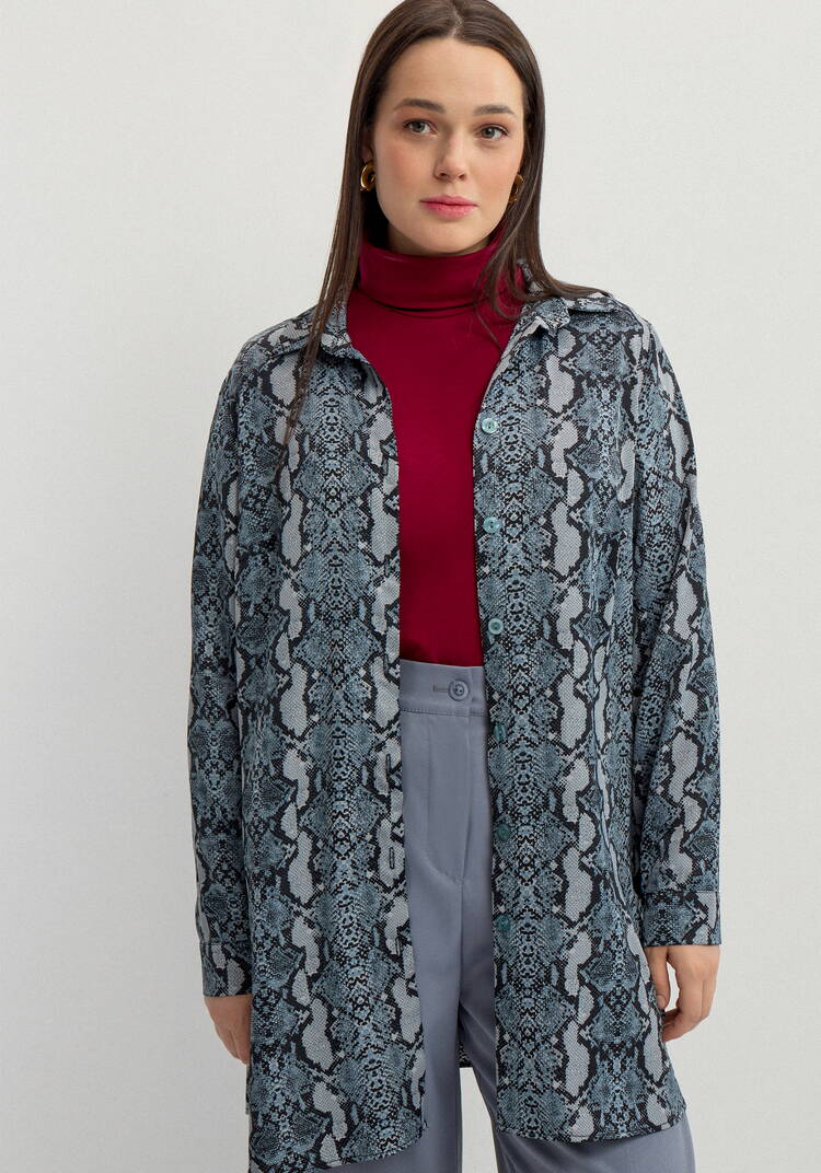 Рубашка удлинённая с анималистичным принтом шир.  750, рис. 4