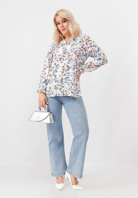 Блуза с цветочным принтом свободного кроя шир.  580, рис. 2