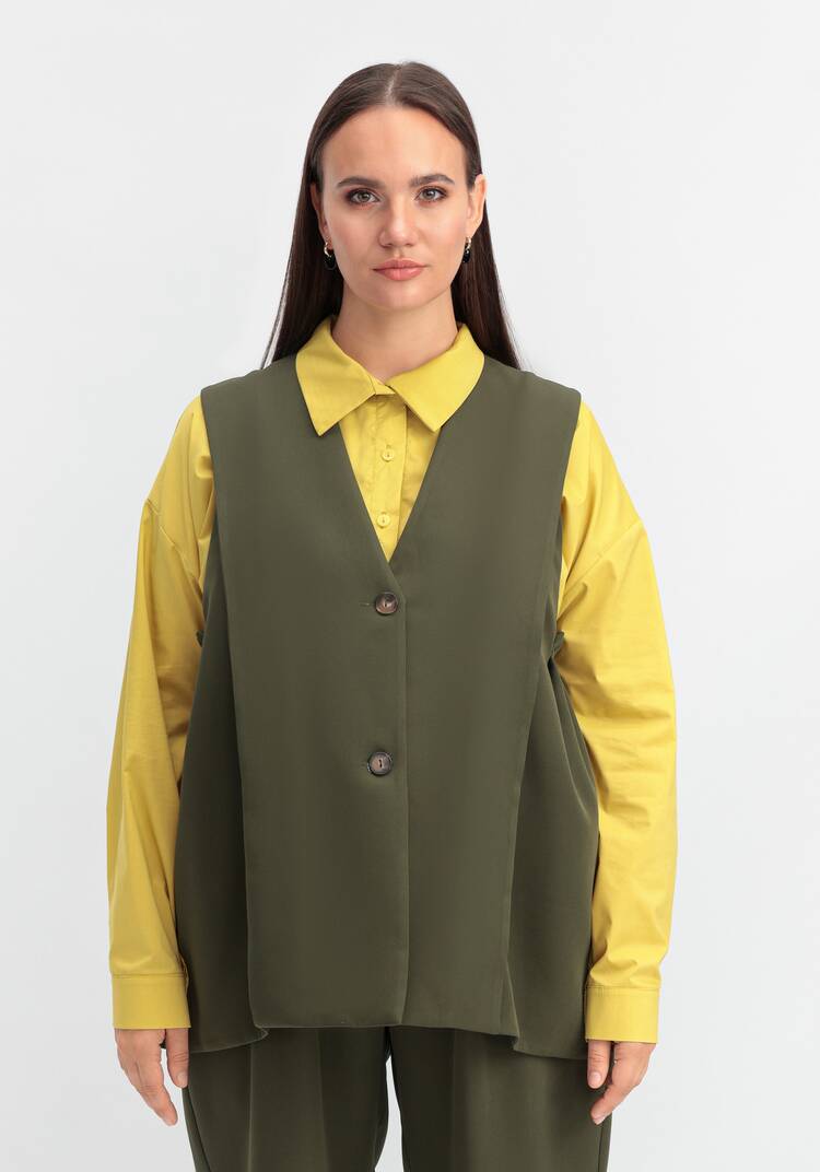 Жилет однобортный на пуговице шир.  750, рис. 4